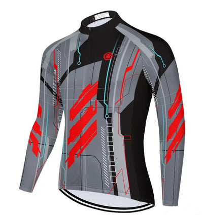 Kraken Long Sleeve Cycling Jersey Red/Grey