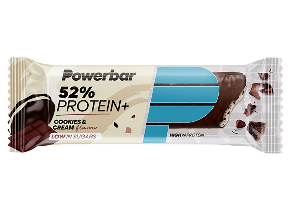 52% PROTEIN PLUS BAR – COOKIES AND CREAM.