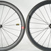 Close-up of LightSpeed 50mm carbon rim-brake wheel rims and branding